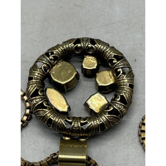 mariana pendent 2" chain 30" necklace handmade crystals black circle READ NEW - Picture 10 of 10